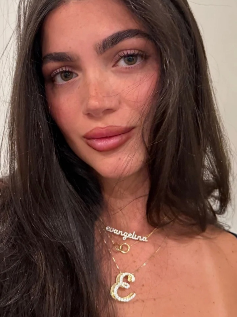 EP jewels Iced Jumbo Script Letter Necklace - Yellow Gold